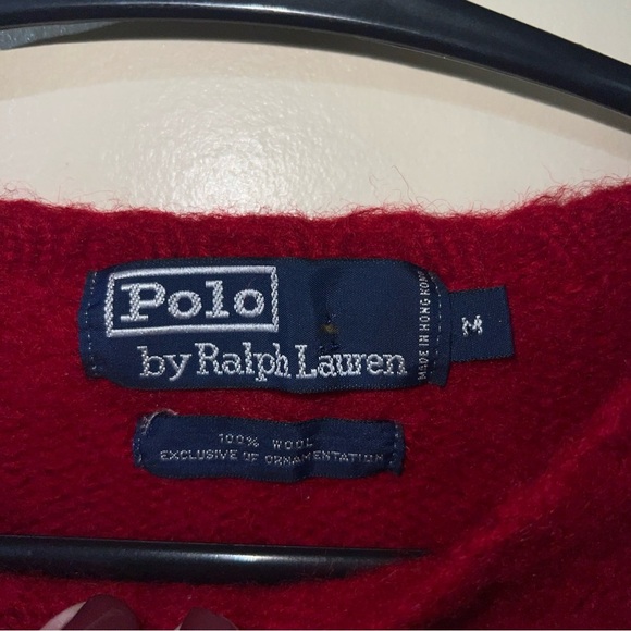 Polo Ralph Lauren Red Wool Sweater with Brown Elbow Patches Men’s Medium - Picture 2 of 3